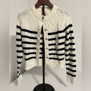 Striped Black and Cream Women's Sweater